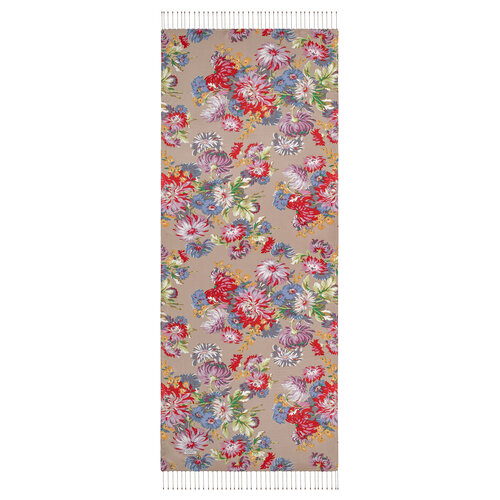 Mink Chrysanthemum Print Silk Scarf