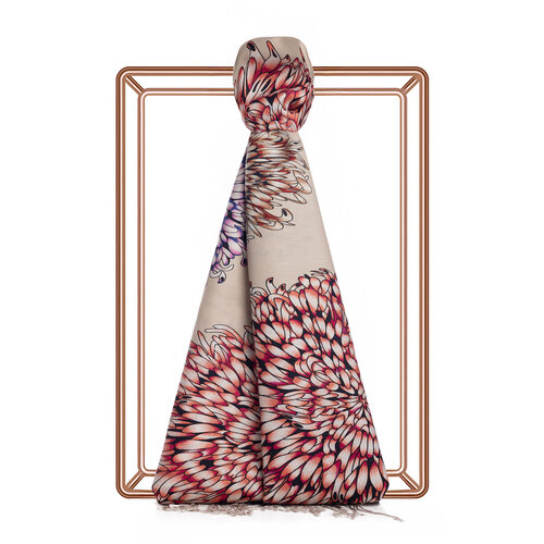 Mink Dahlia Print Silk Shawl