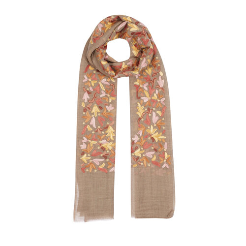 Mink Embroidery Funda Crown Woven Wool Silk Scarf