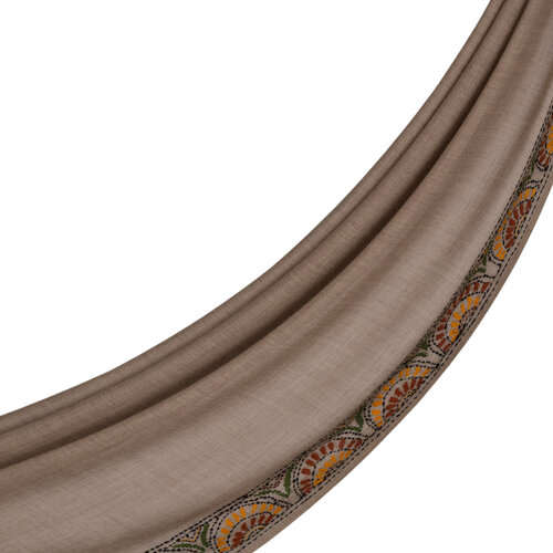 Mink Ethnic Mosaic Wool Silk Scarf