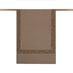 Mink Ethnic Mosaic Wool Silk Scarf - Thumbnail
