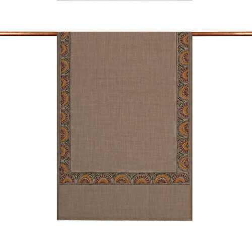 Mink Ethnic Mosaic Wool Silk Scarf