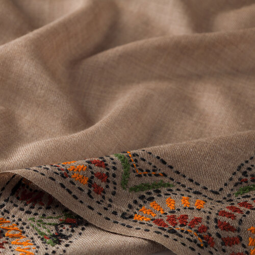 Mink Ethnic Mosaic Wool Silk Scarf