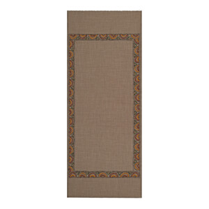 Mink Ethnic Mosaic Wool Silk Scarf - Thumbnail