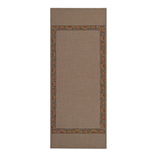 Mink Ethnic Mosaic Wool Silk Scarf