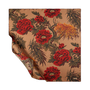 Mink Fuji Print Silk Twill Scarf - Thumbnail