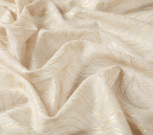 Mink Gold Scribble Print Wool Silk Shawl - Thumbnail