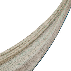 Mink Green Scribble Wool Silk Scarf - Thumbnail
