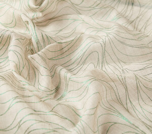 Mink Green Scribble Wool Silk Scarf - Thumbnail