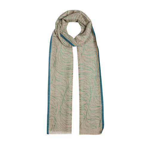 Mink Green Scribble Wool Silk Scarf