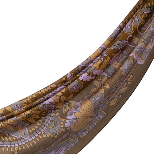 Mink Grey Royal Ivy Pattern Tencel Scarf