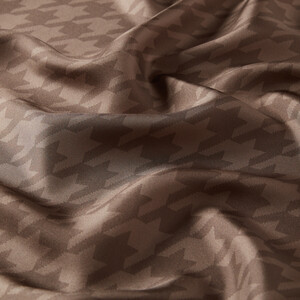 Mink Houndstooth Silk Twill Scarf - Thumbnail