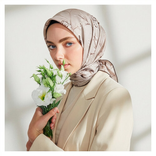 Mink Melancholia Print Silk Twill Scarf