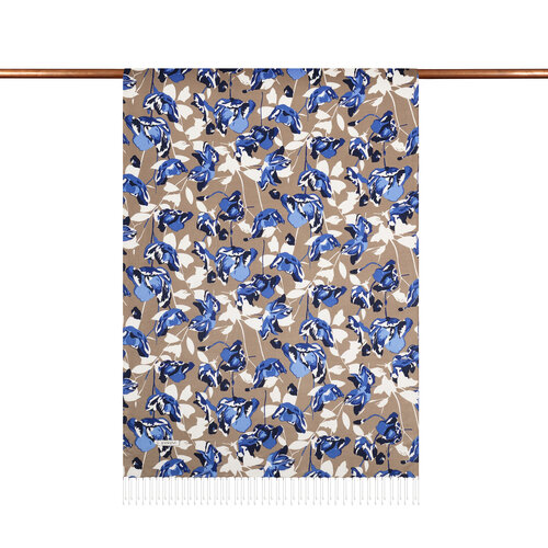 Mink Navy Poppy Garden Print Silk Scarf