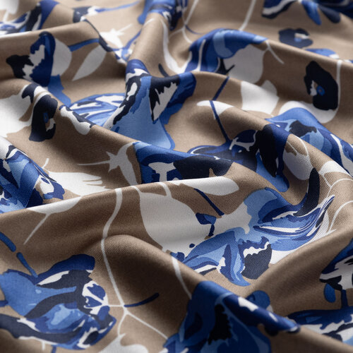 Mink Navy Poppy Garden Print Silk Scarf