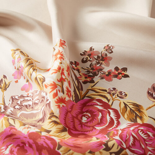 Mink Palace Garden Print Silk Twill Scarf