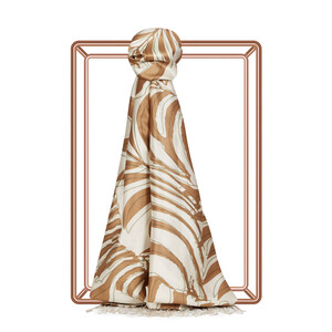 Mink Palm Springs Print Silk Scarf - Thumbnail