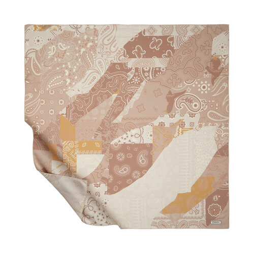 Mink Patchwork Patterned Twill Silk Scarf