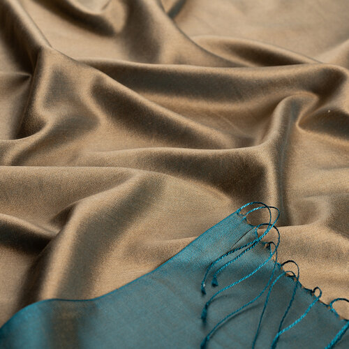 Mink Petrol Reversible Silk Scarf