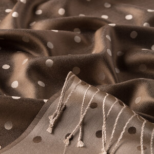 Mink Polka Dot Silk Scarf - Thumbnail