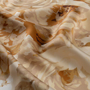 Mink Potbori Print Silk Scarf - Thumbnail