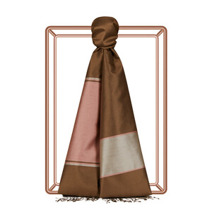 Mink Powder Striped Silk Scarf - Thumbnail