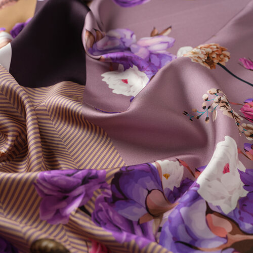 Mink Purple Arrangement Twill Silk Scarf