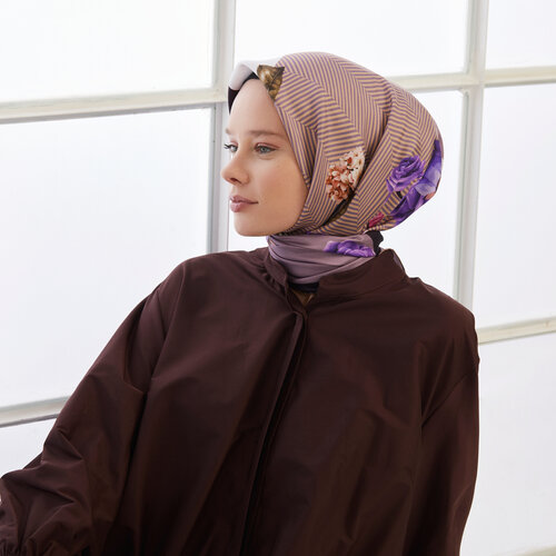 Mink Purple Arrangement Twill Silk Scarf