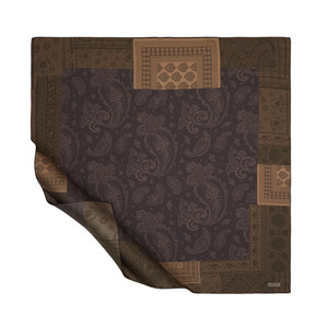Mink Purple Patchwork Patterned Twill Silk Scarf - Thumbnail