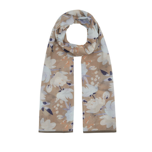 Mink Purple Peony Patterned Cotton Scarf