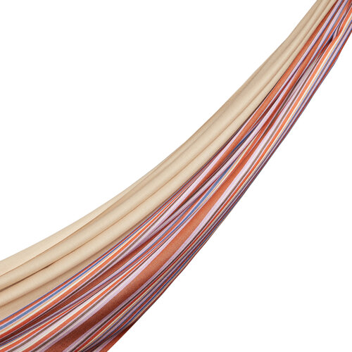 Mink Rainbow Striped Cotton Silk Scarf