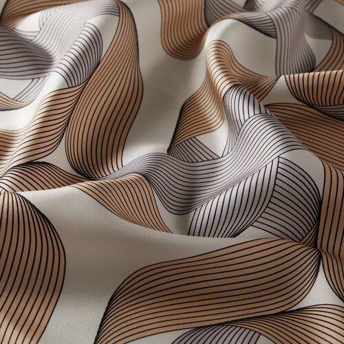 Mink Ribbon Print Silk Twill Scarf