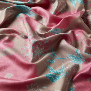 Mink Rosa Patterned Twill Silk Scarf - Thumbnail