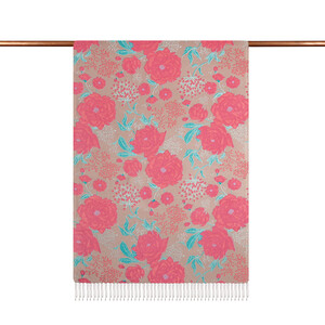 Mink Rosa Patterned Twill Silk Scarf - Thumbnail