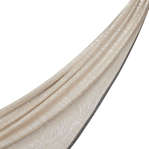 Mink Silver Scribble Print Wool Silk Shawl