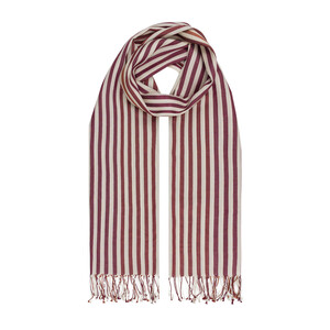 Mink Striped Silk Scarf - Thumbnail