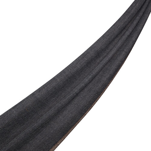 Mink Thin Herringbone Wool Scarf 