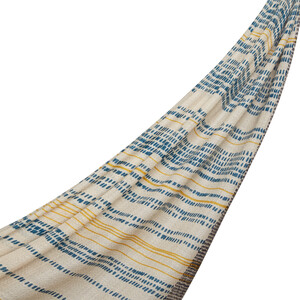 Mink Turquoise Zili Print Wool Scarf - Thumbnail