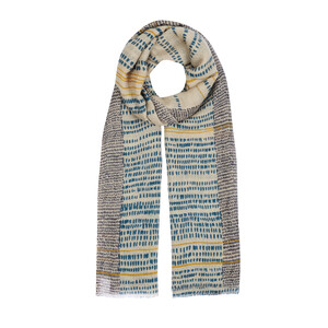 ipekevi - Mink Turquoise Zili Print Wool Scarf (1)