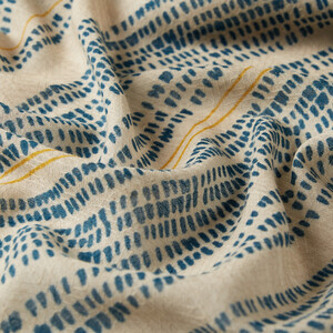 Mink Turquoise Zili Print Wool Scarf - Thumbnail