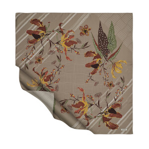 Mink Wild Flowers Twill Silk Scarf - Thumbnail