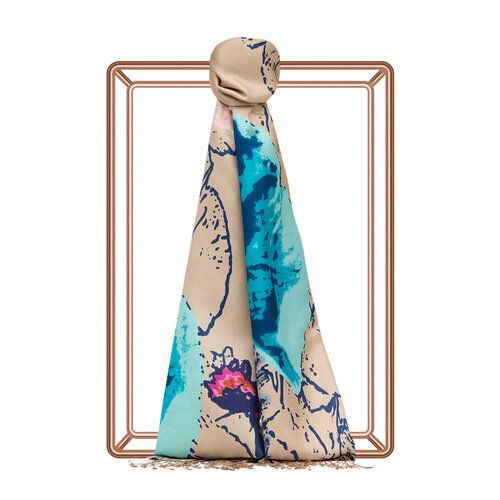 Mink Wild Rose Print Silk Scarf