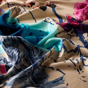 Mink Wild Rose Print Silk Scarf - Thumbnail