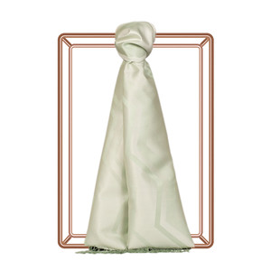 Mint Green Ethnic Zigzag Silk Scarf - Thumbnail