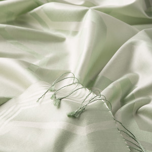 Mint Green Ethnic Zigzag Silk Scarf - Thumbnail