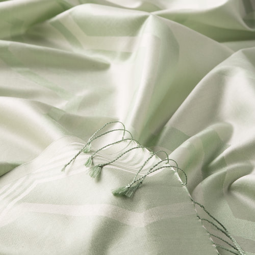 Mint Green Ethnic Zigzag Silk Scarf