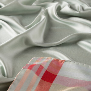 Mint Green Frame Silk Scarf - Thumbnail