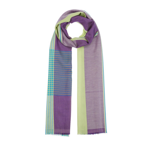 Mint Green Mixed Striped Cotton Silk Shawl