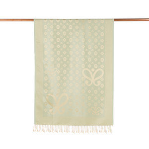 Mint Green Monogram Print Silk Scarf - Thumbnail