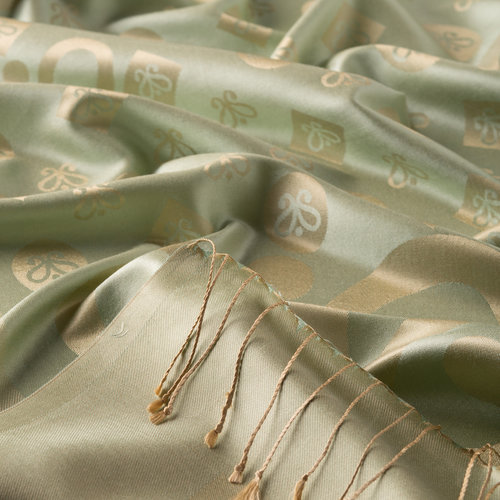 Mint Green Monogram Print Silk Scarf